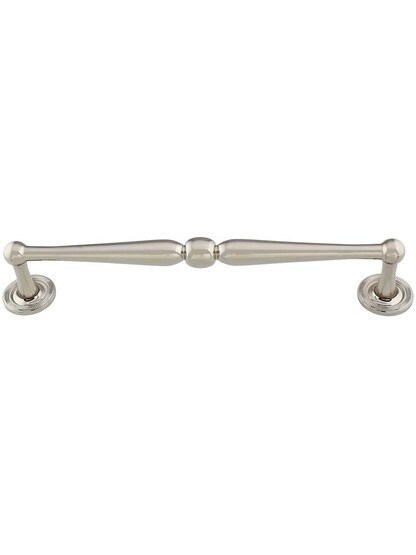 Atherton II Cabinet Pull with Knurled Footplates - 8 inch Center-to-Center in Polished Nickel.
